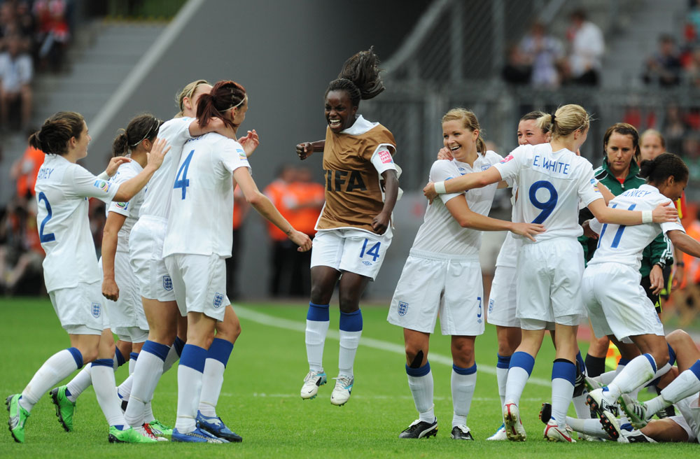 England celebrate Jill Scott's goal v France
